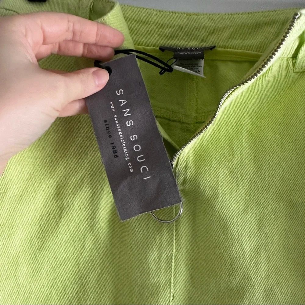 Sans Souci Neon Lime Green Mini Skirt with Zipper NWT